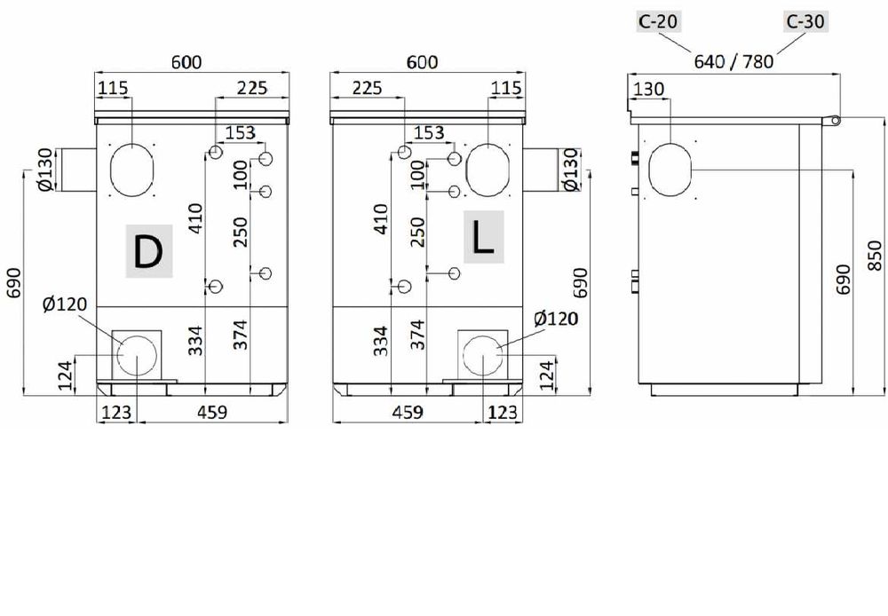 Senko C-20 kuchnia c.o. na drewno, antracyt, prawa