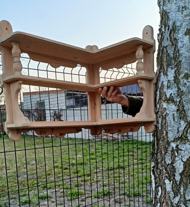 Półka drewniana narożna/ lite drewno