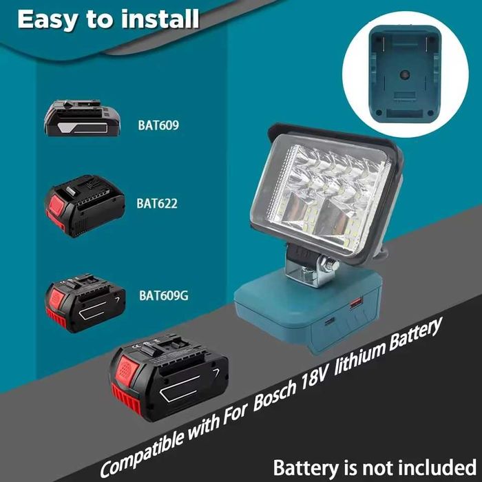 Lampa LED 11800 lm na akumulator Bosch 18V BAT618 USB USB-C 35W