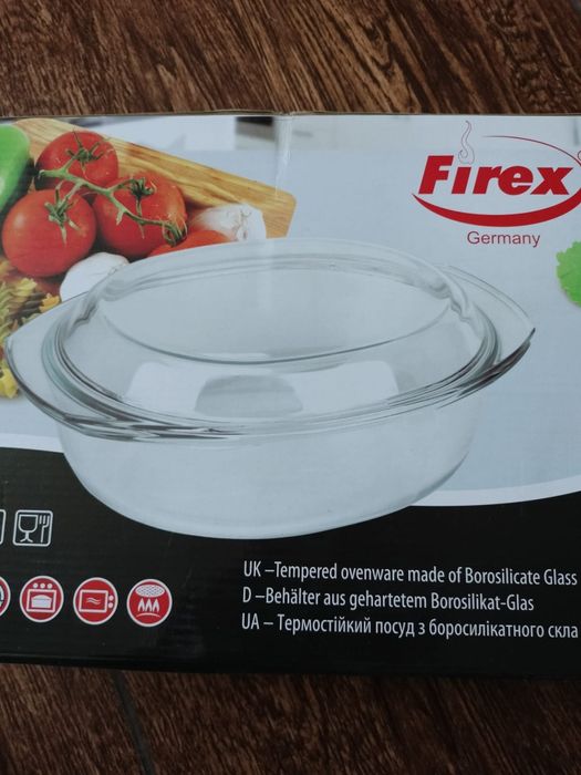 Термостекло,кастрюля с крышкой Firex.