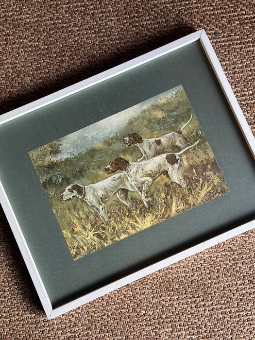 Quadro pintura com 3 cães Raça Pointer
