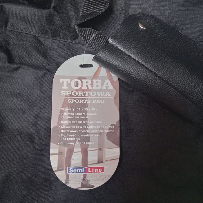 Czarna torba sportowa Semi Line, nowa