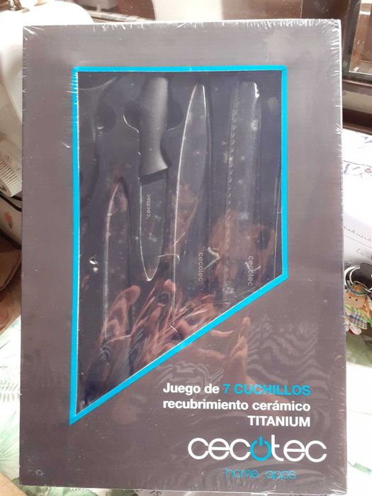 Conjunto novo 7 facas caixa pão bolos