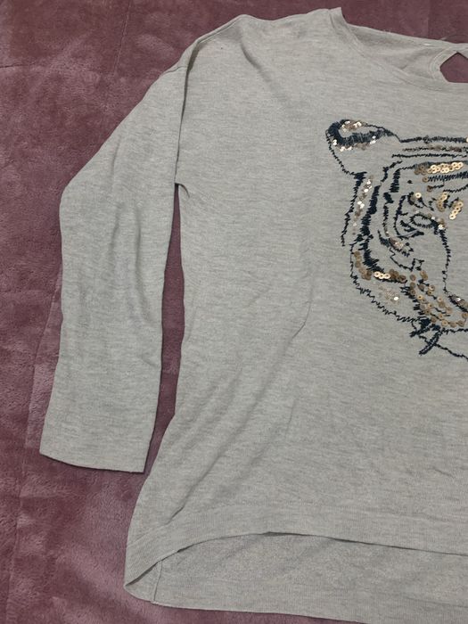 Camisola de malha “Promod” bege tamanho L com tigre estampado