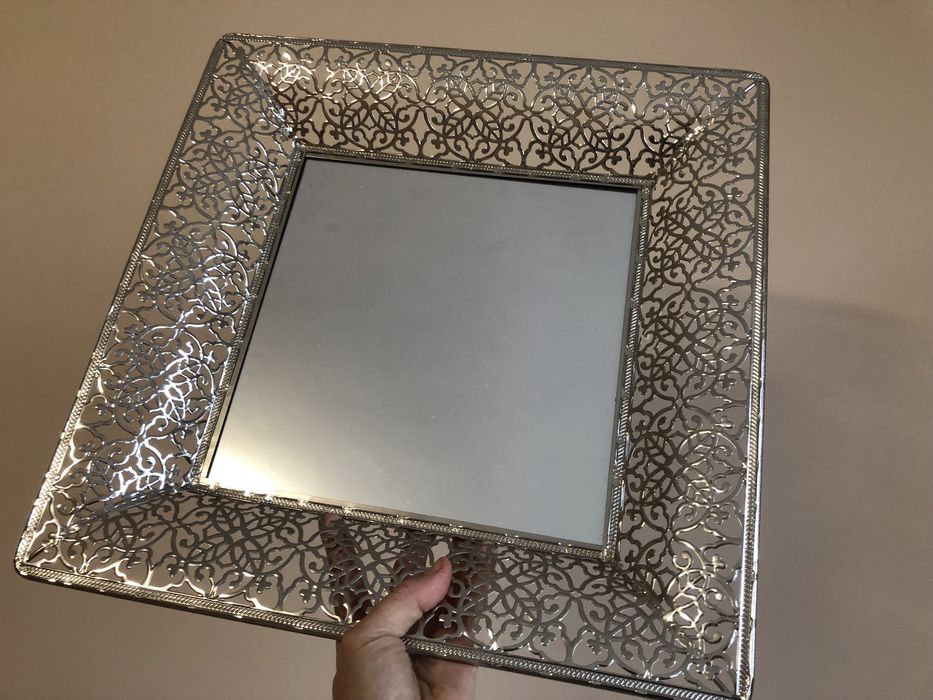Taca dekoracyjna lustro ramka metal