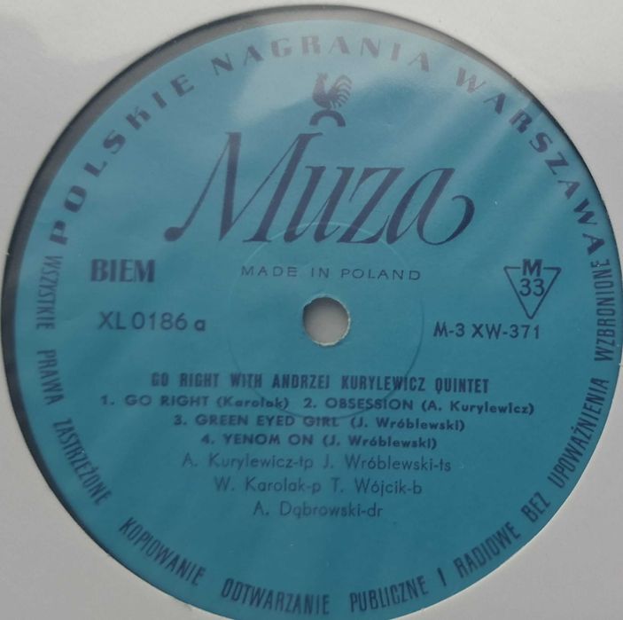GO RIGHT - Andrzej Kurylewicz Quintet repress z 1968 roku