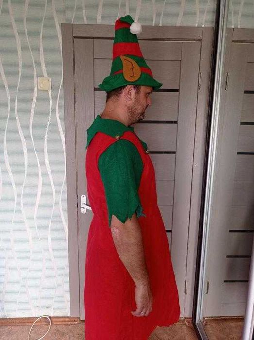 Карнавальный костюм эльф,помощник санты пиратка аниматор 185 см m,l,xl