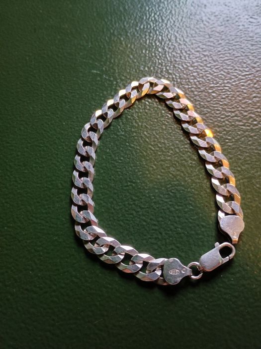 Srebrna gruba pancerna męska bransoleta 925 proba