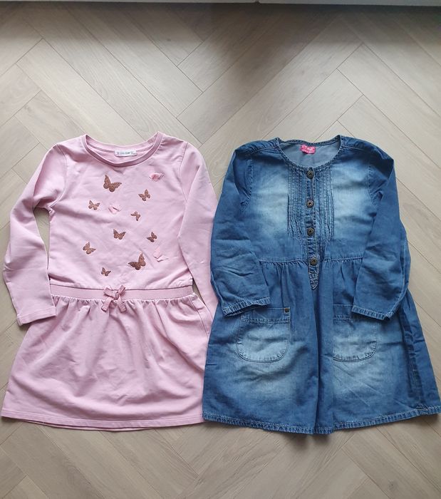 Sukienka dresowa Smyk Cool Club, sukienka jeansowa Next r.122