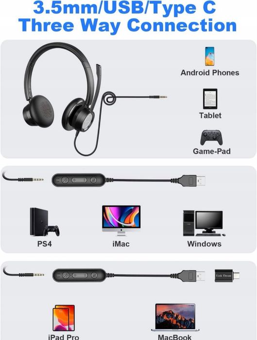 Słuchawki Nauszne Link H362 USB