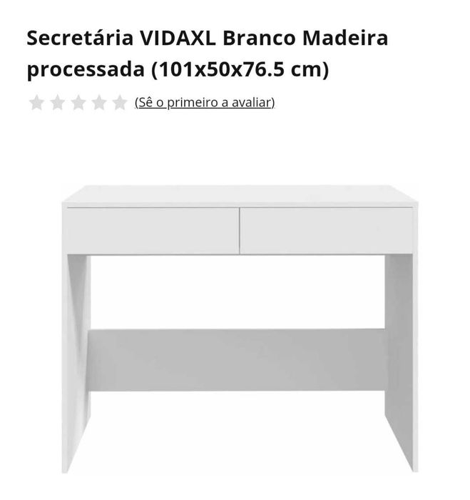 Secretária VIDAXL branco madeira com duas gavetas