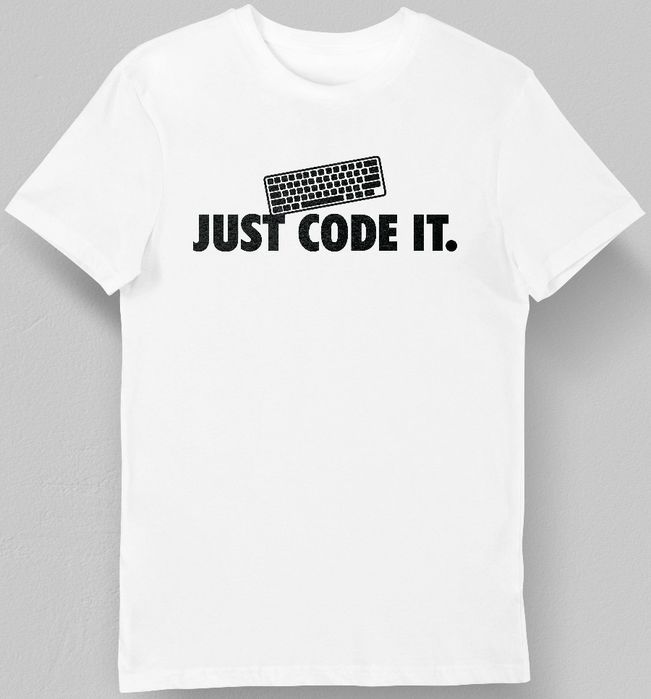 Koszulka męska dla programisty just code it biała L