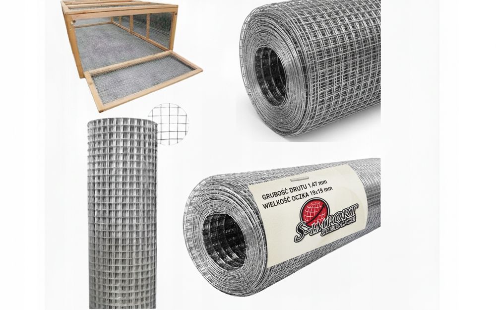 Siatka Hodowlana Zgrzewana 20 Mb Ocynkowana B. Gruba 19X19 Mm Rolka