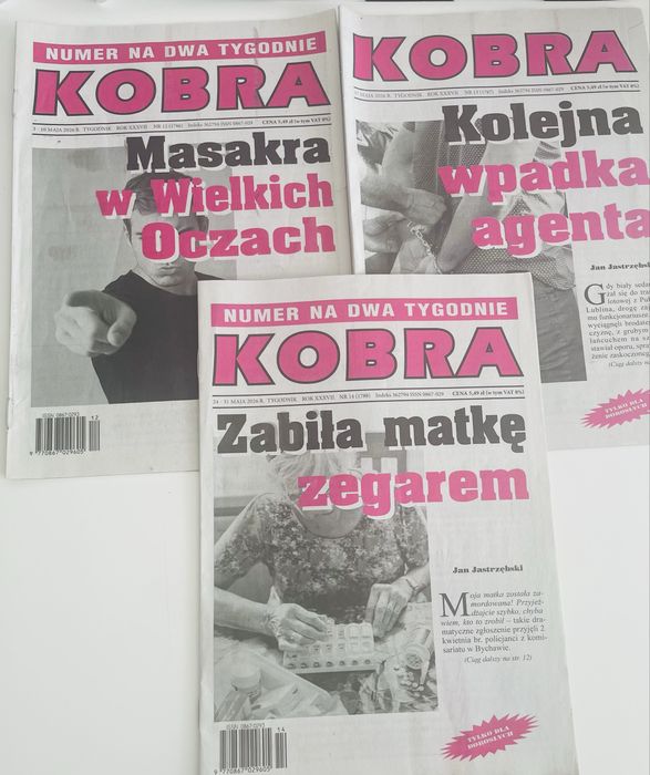 Gazety, czasopisma kryminalne - KOBRA - 9 sztuk