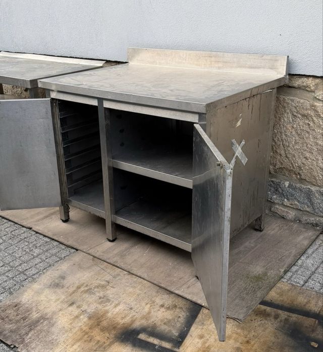 Bancada inox industrial com portas