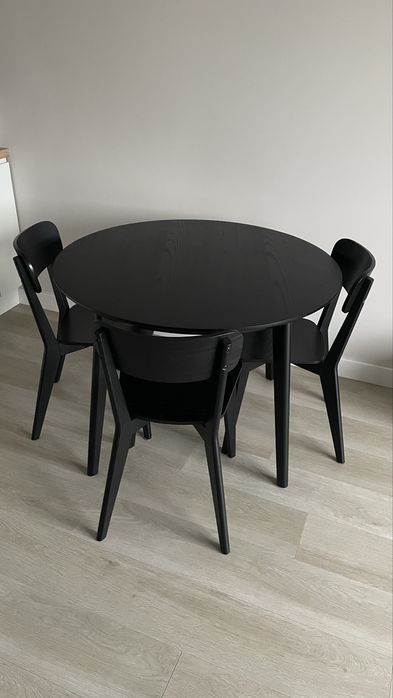 LISABO Zestaw czarny Stół z krzesłami | IKEA stan bardzo dobry !
