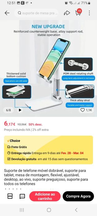 Suporte telemovel/ tablet