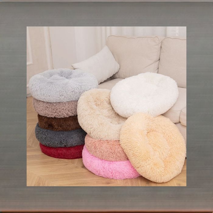 Лежак лежанка кругла хутряна бублик 55 см.