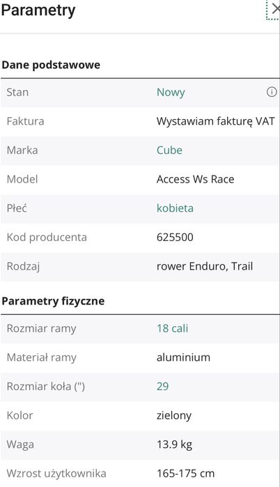 ROWER Cube Access WS Race Mountain Bike 2024 Spark Green/Olive