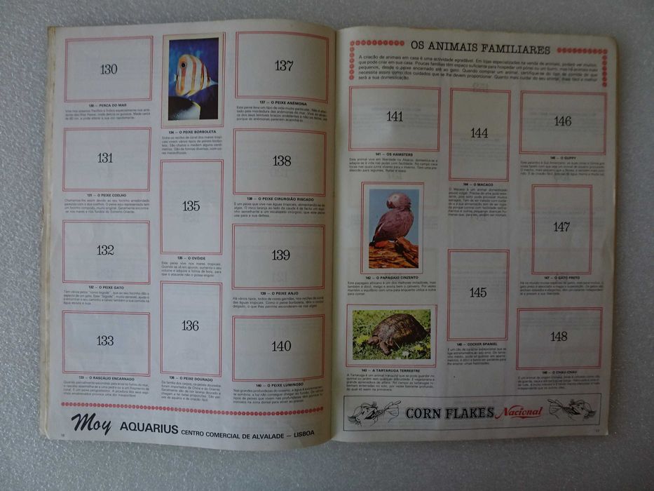 Caderneta de cromos O Mundo Prodigioso dos Animais (faltam 73 cromos)
