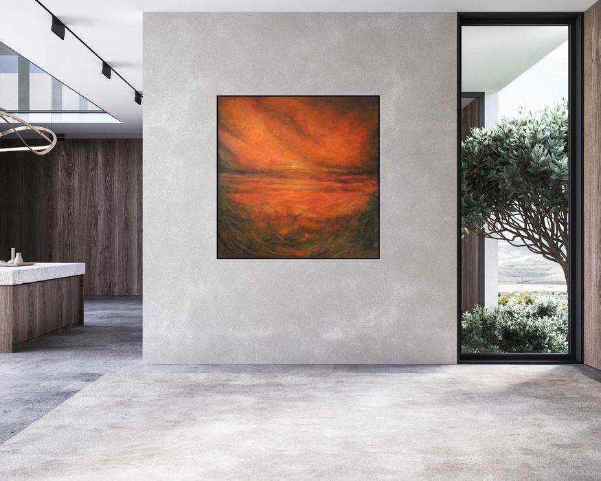 Ręcznie malowany nowoczesny obraz - abstrakcja do salonu 80x80  Kraków