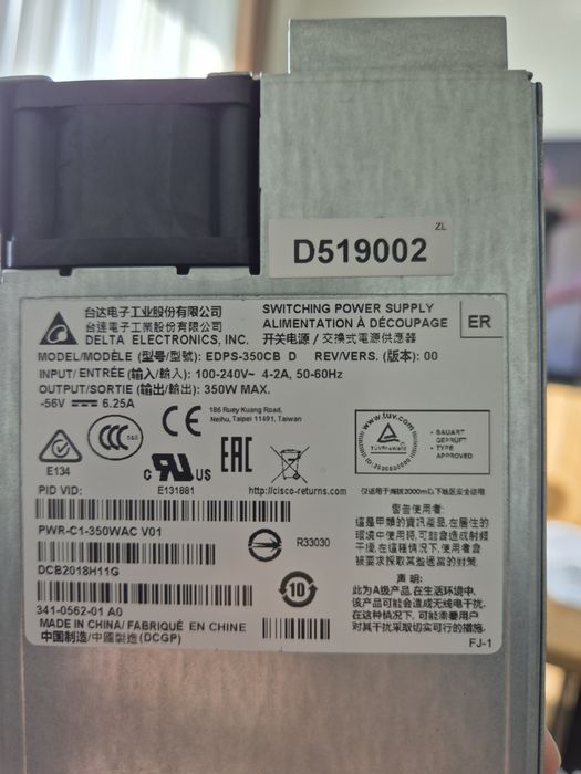 Zasilacz Cisco, serwerowy, switch, PWR-C1-350WAC, EDPS-350CB D