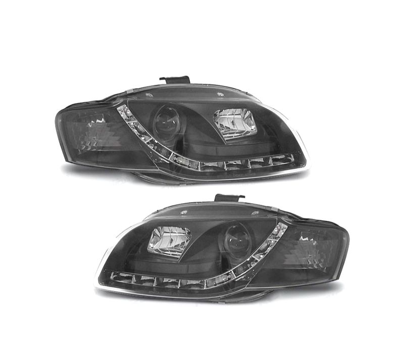 FARÓIS AUDI A4 B7 04-07 LUZ DIURNA FUNDO NEGRO