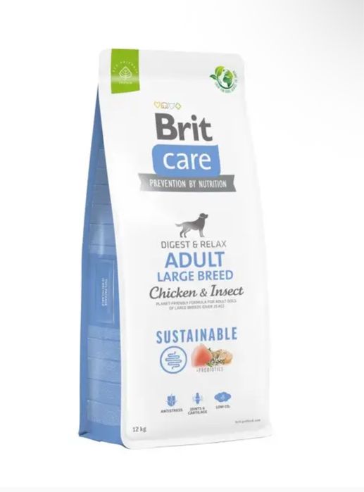 Brit Care Dog Sustainable Adult Large Breed с курицей + насекомые 12кг