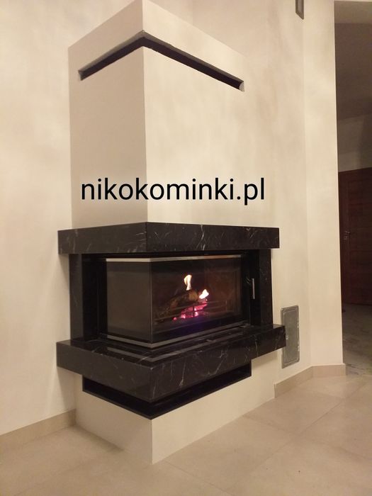 Kominek Narożny EKO z szybą boczną,montaż gratis