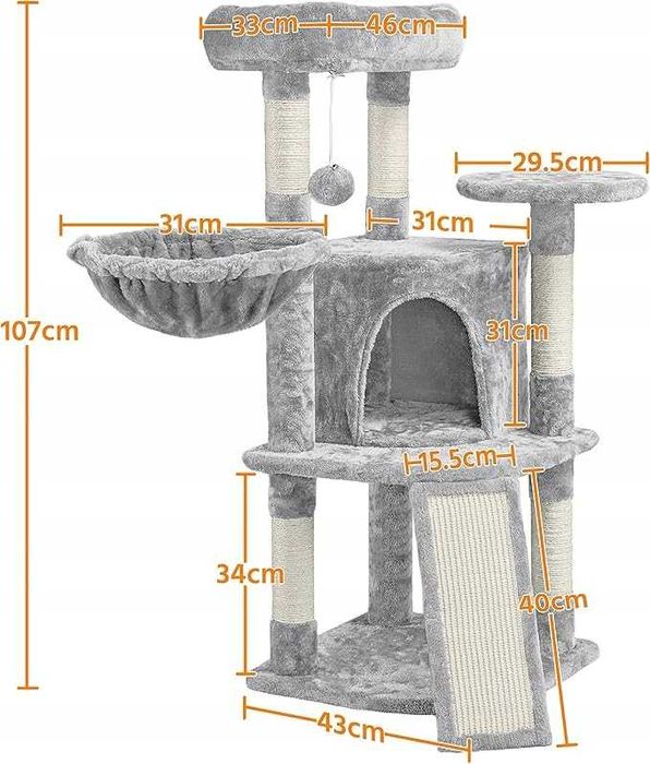 Drzewko do drapania wspinaczki z domkiem dla kotów drapak NrG89
