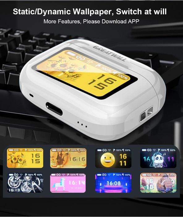 Навушники бездротові стерео Bluetooth5.3 вакуумні, кольоровий дисплей