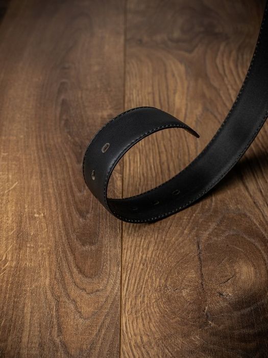 gładki, szeroki pasek męski ze skóry naturalnej