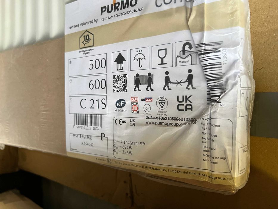 NOWY grzejnik PURMO Compact 500x600 w folii z uchwytami