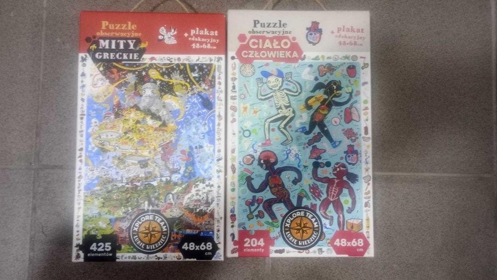 Puzzle obserwacyjne Mity Greckie i Ciało człowieka 2 szt