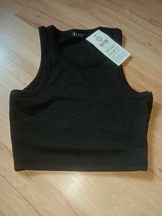 Crop top prazek nowy czarny