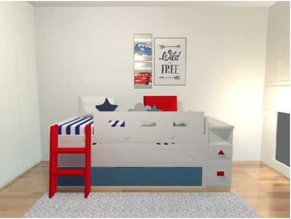 Escada vermelha para cama