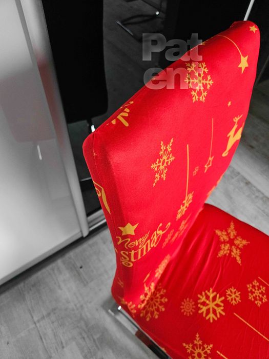 Świąteczne pokrowce na krzesła elastyczne 4 sztuki czerwone
