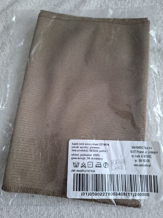 Szalik letni wojskowy WP 537/MON kolor khaki nowy.