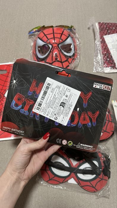 Кульки Happy Birthday у стилі людина-павука,кулька з днем народження