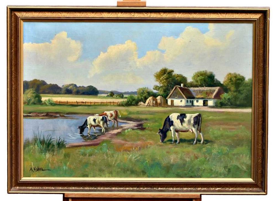 Obraz olejny Anders Holm (1751 - 1824) Krowy pejzaż 110x80