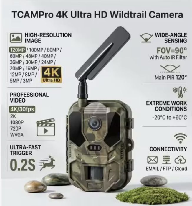Потужна 4G фотопастка Suntek HC-960Ultra Li 4K АКУМУЛЯТОР 8000mAh з онлайн трансляцією Мисливська 4G камера Suntek HC960Pro hc960про hc950pro hc950pro