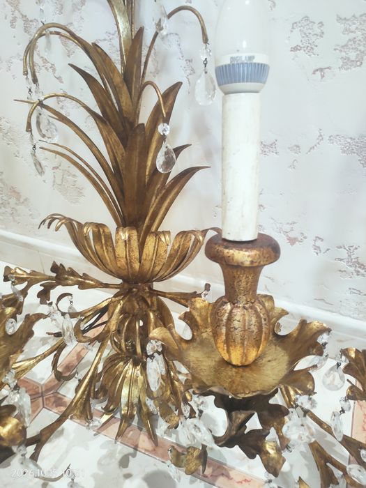 Candeeiro aplique de Parede Vintage Dourado com Cristais