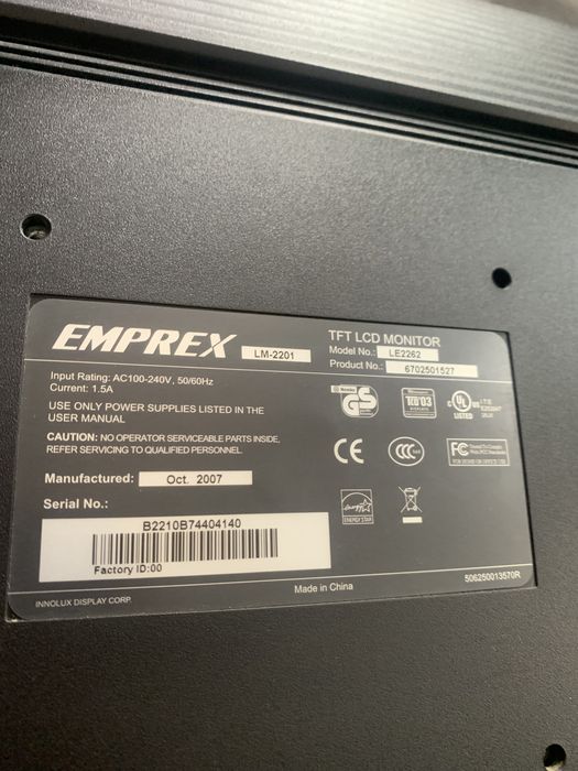 Monitor Emprex LCD 22 model LE2262