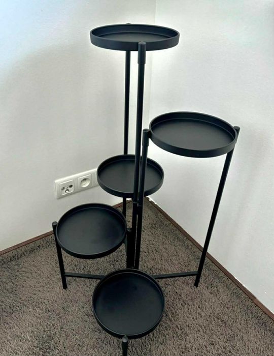 Kwietnik metalowy stojak loft czarny 5 półek