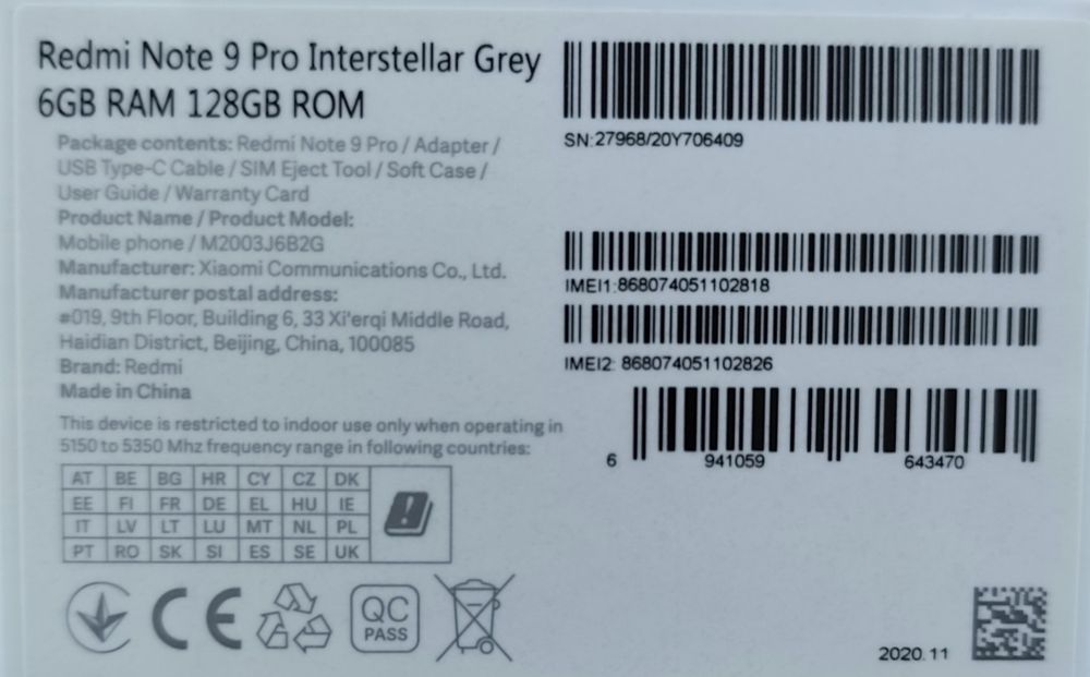 Redmi Note 9 Pro 6GB/128GB