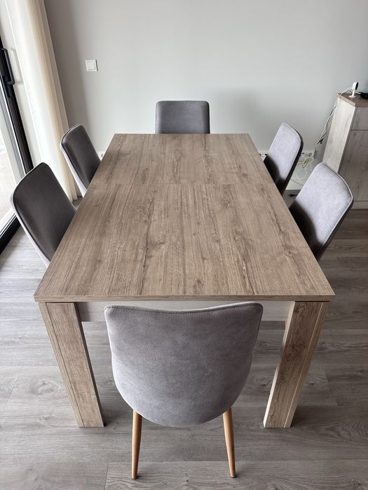 Mesa de jantar extensível 6/8 pessoas + 6 cadeiras