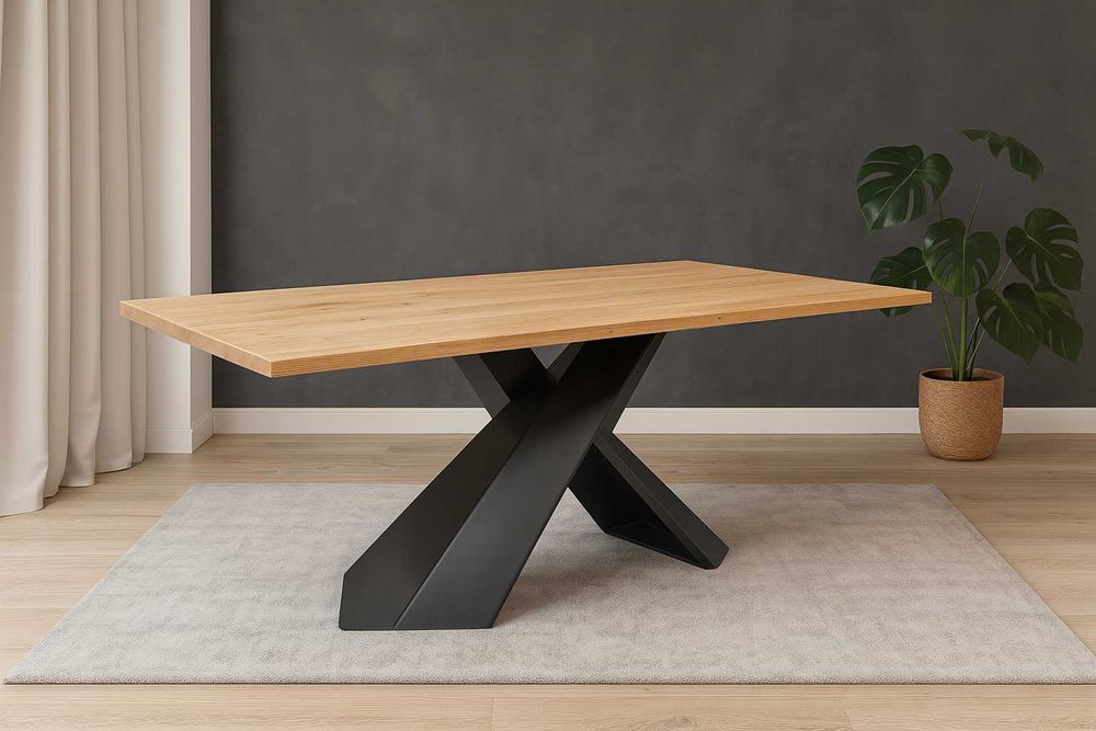 Stół Dębowy LOFT, 100% Lite Drewno DĄB, Rozkładany.