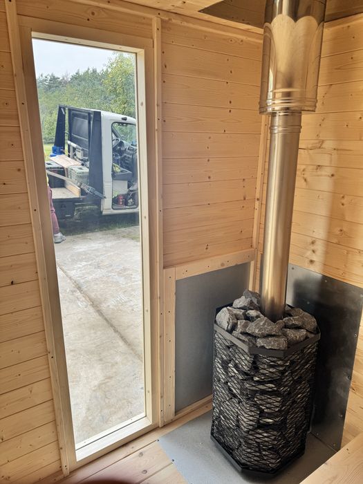 Sauna fińska  , sauna mokra ogrodowa opalana drewnem