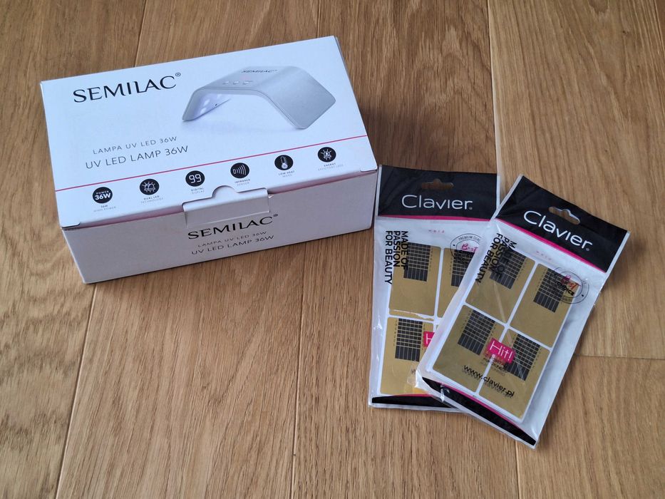 Lampa Semilac + szablony do przedłużania paznokci