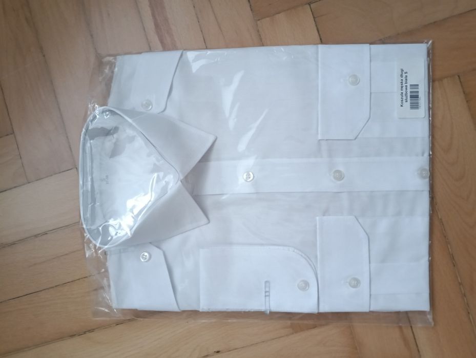 Biała koszula męska służbowa długi rękaw S